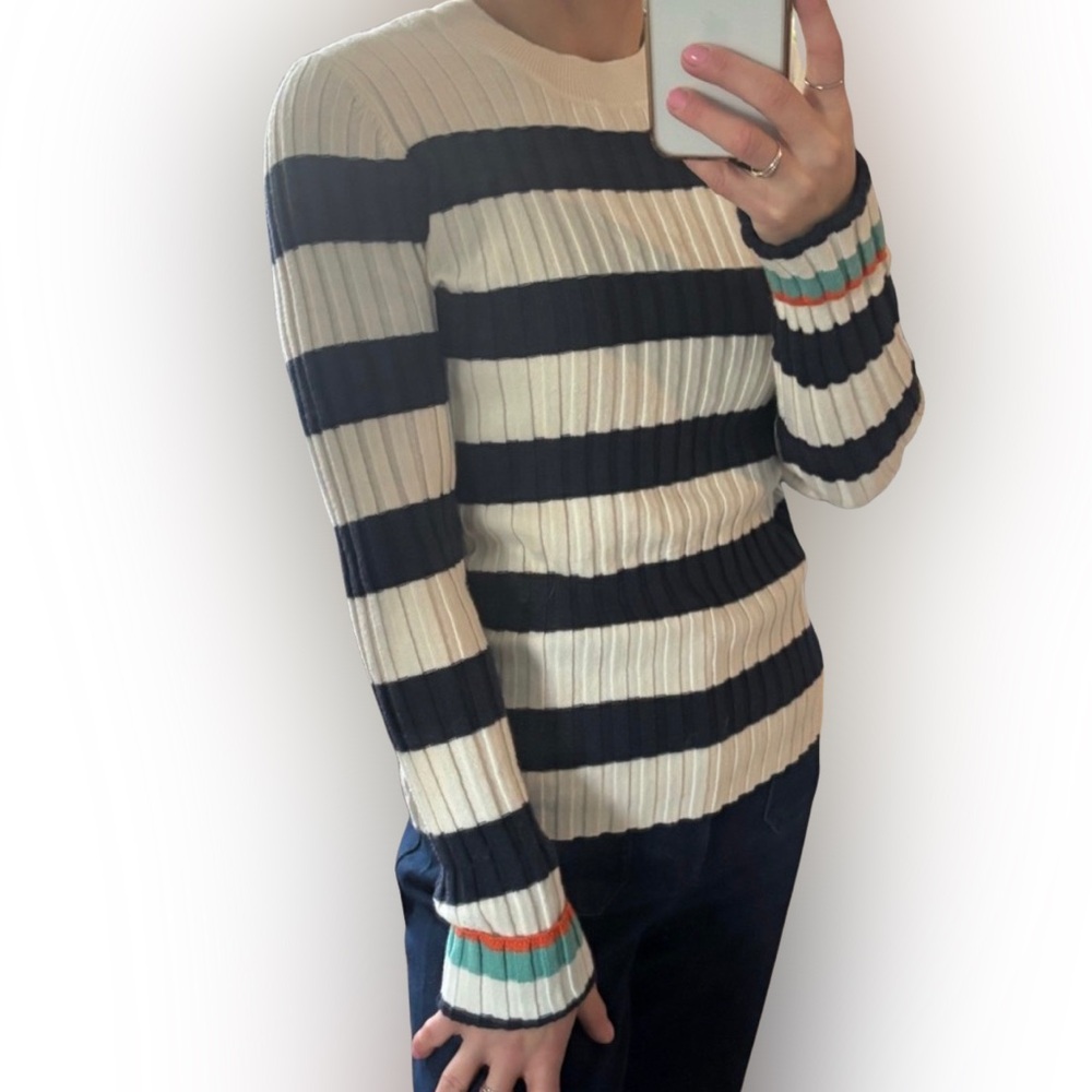 Loft Striped Navy and White Sweater